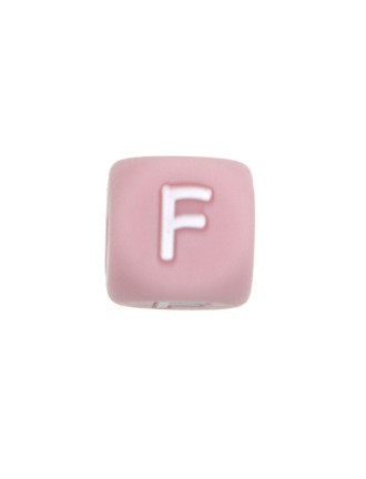 Perles Silicone Lettre Alphabet 12mm Rose