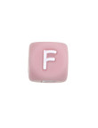 Perles Silicone Lettre Alphabet 12mm Rose