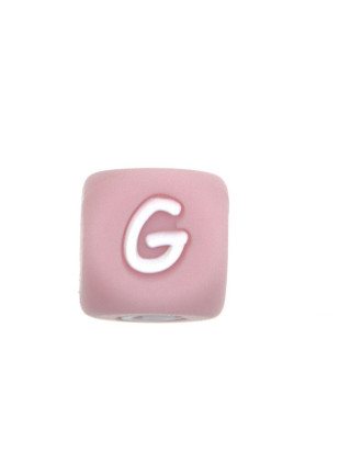 Perles Silicone Lettre Alphabet 12mm Rose