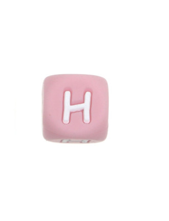 Perles Silicone Lettre Alphabet 12mm Rose