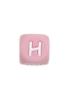 Perles Silicone Lettre Alphabet 12mm Rose