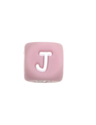 Perles Silicone Lettre Alphabet 12mm Rose