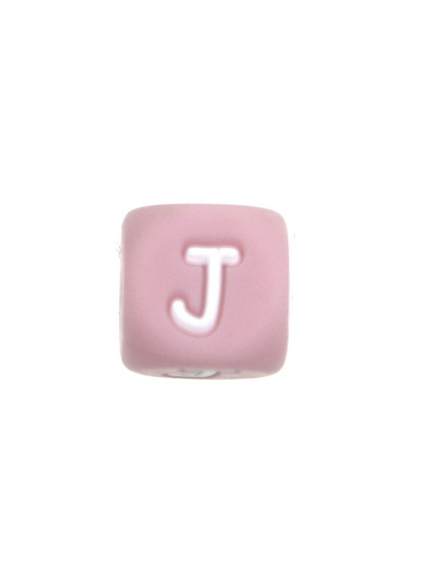 Perles Silicone Lettre Alphabet 12mm Rose
