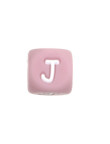 Perles Silicone Lettre Alphabet 12mm Rose