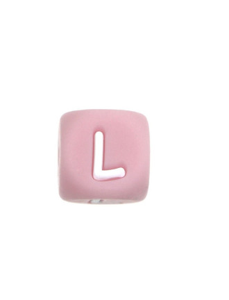Perles Silicone Lettre Alphabet 12mm Rose