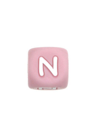 Perles Silicone Lettre Alphabet 12mm Rose