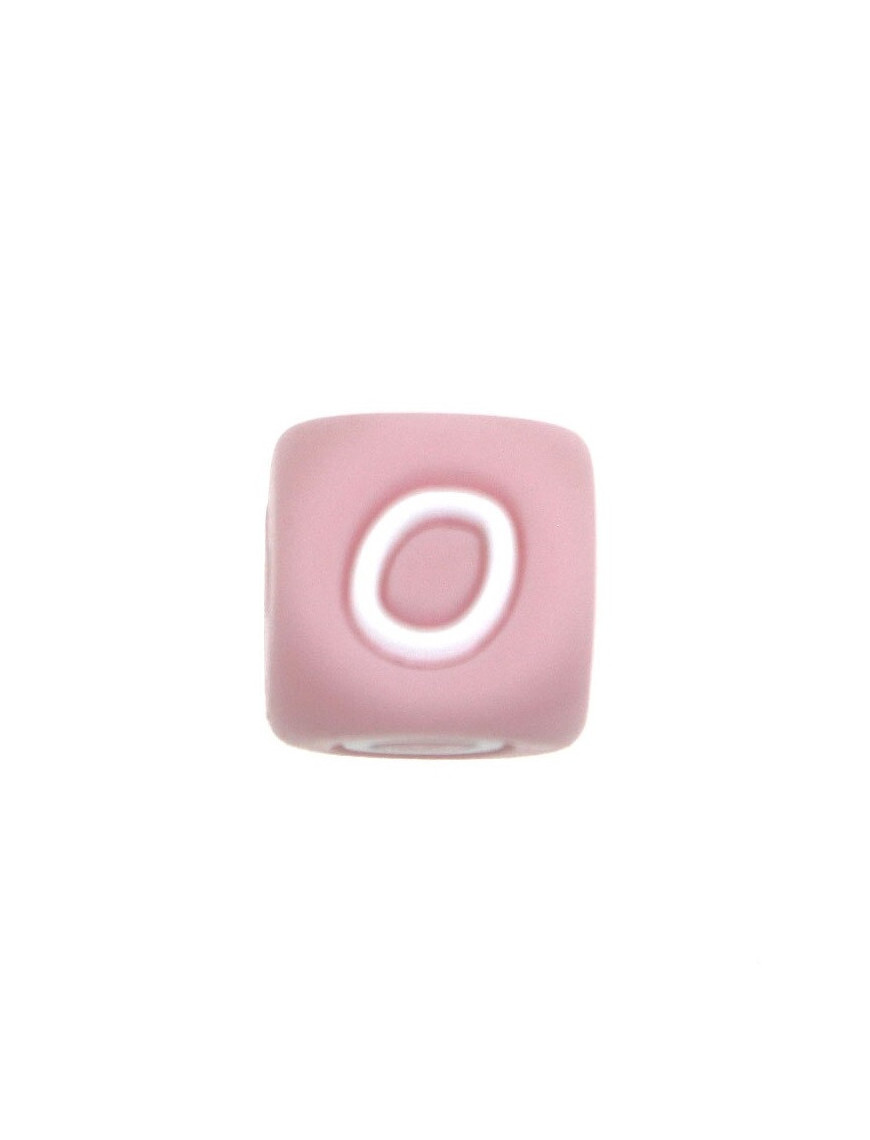 Perles Silicone Lettre Alphabet 12mm Rose