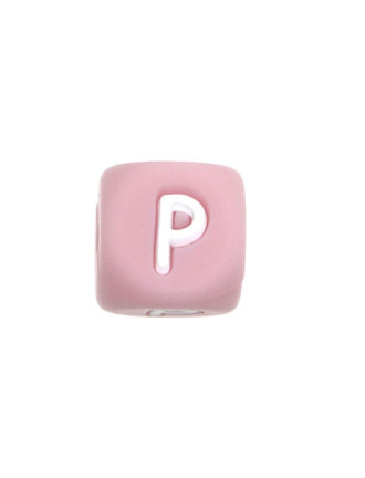 Perles Silicone Lettre Alphabet 12mm Rose