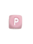Perles Silicone Lettre Alphabet 12mm Rose