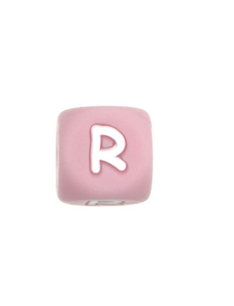 Perles Silicone Lettre Alphabet 12mm Rose