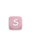 Perles Silicone Lettre Alphabet 12mm Rose