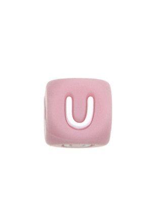 Perles Silicone Lettre Alphabet 12mm Rose