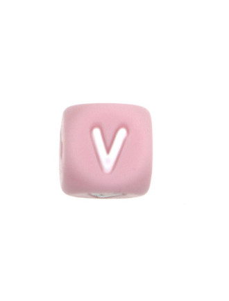 Perles Silicone Lettre Alphabet 12mm Rose