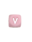 Perles Silicone Lettre Alphabet 12mm Rose