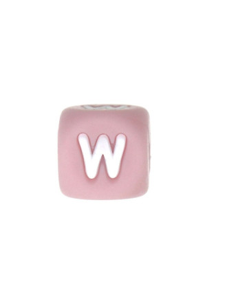 Perles Silicone Lettre Alphabet 12mm Rose