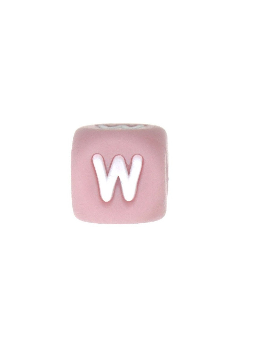 Perles Silicone Lettre Alphabet 12mm Rose