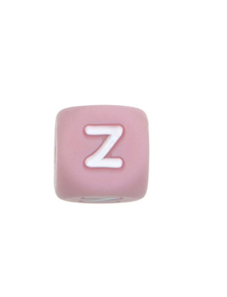 Perles Silicone Lettre Alphabet 12mm Rose