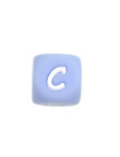 Perles Silicone Lettre Alphabet 12mm Bleu Clair
