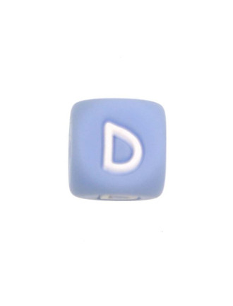 Perles Silicone Lettre Alphabet 12mm Bleu Clair