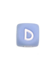 Perles Silicone Lettre Alphabet 12mm Bleu Clair