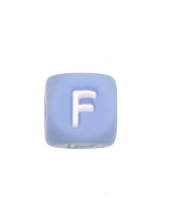Perles Silicone Lettre Alphabet 12mm Bleu Clair