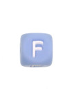 Perles Silicone Lettre Alphabet 12mm Bleu Clair