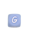 Perles Silicone Lettre Alphabet 12mm Bleu Clair