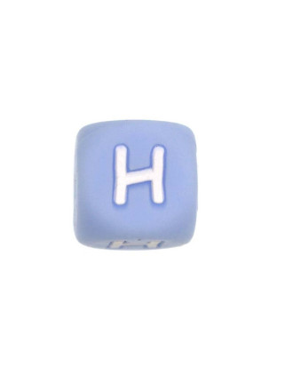 Perles Silicone Lettre Alphabet 12mm Bleu Clair