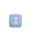 Perles Silicone Lettre Alphabet 12mm Bleu Clair