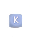 Perles Silicone Lettre Alphabet 12mm Bleu Clair