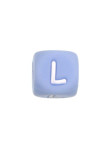 Perles Silicone Lettre Alphabet 12mm Bleu Clair