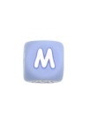 Perles Silicone Lettre Alphabet 12mm Bleu Clair