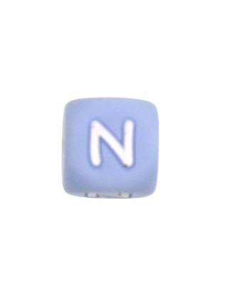 Perles Silicone Lettre Alphabet 12mm Bleu Clair