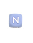 Perles Silicone Lettre Alphabet 12mm Bleu Clair