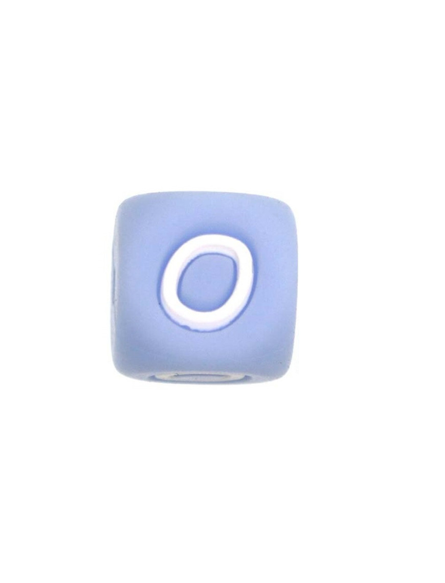 Perles Silicone Lettre Alphabet 12mm Bleu Clair