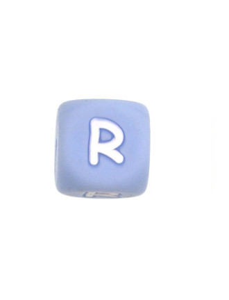 Perles Silicone Lettre Alphabet 12mm Bleu Clair