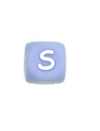Perles Silicone Lettre Alphabet 12mm Bleu Clair