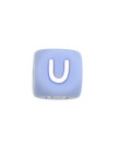 Perles Silicone Lettre Alphabet 12mm Bleu Clair