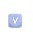 Perles Silicone Lettre Alphabet 12mm Bleu Clair