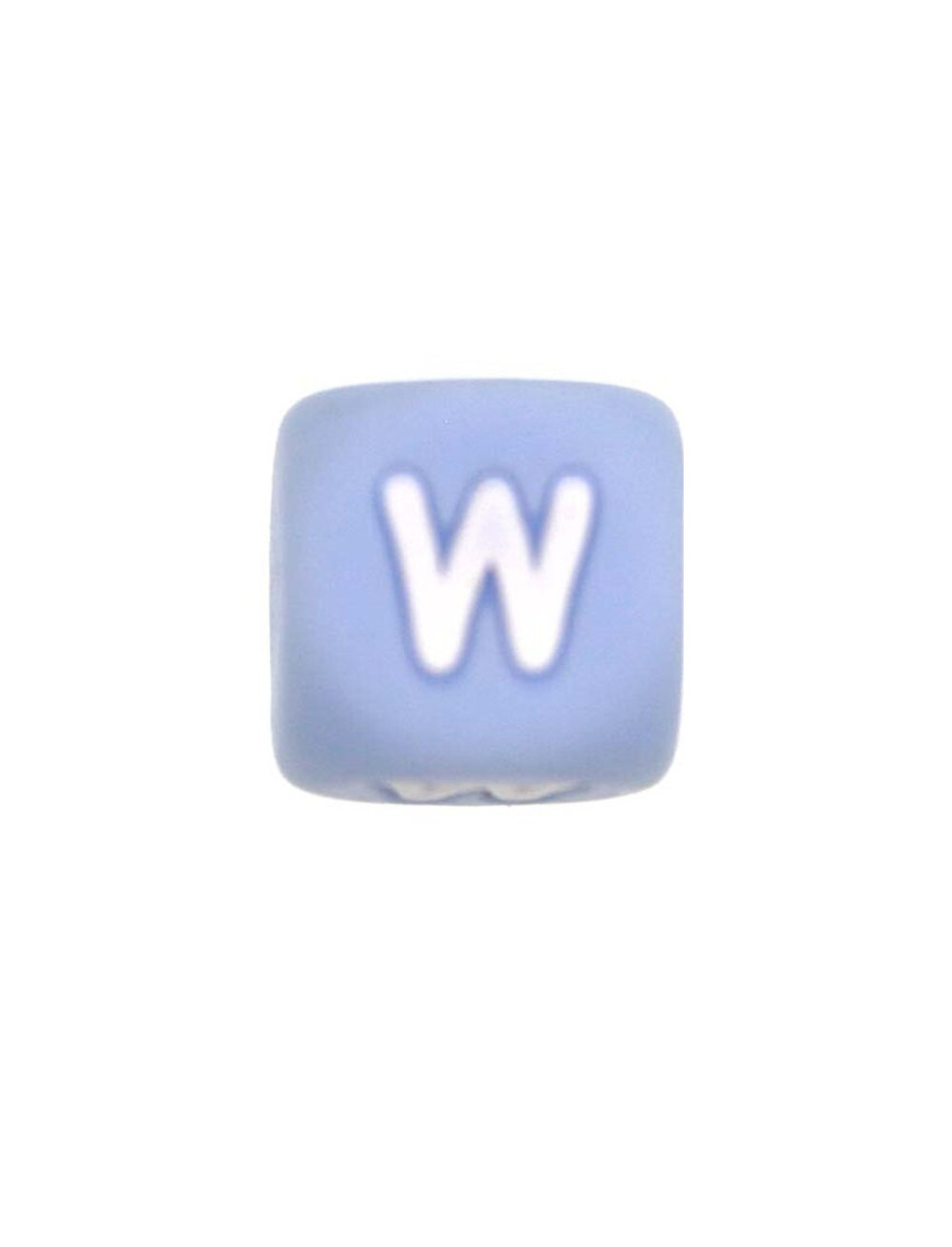 Perles Silicone Lettre Alphabet 12mm Bleu Clair
