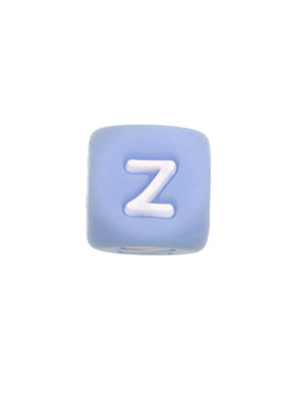 Perles Silicone Lettre Alphabet 12mm Bleu Clair