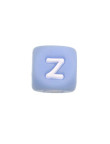 Perles Silicone Lettre Alphabet 12mm Bleu Clair