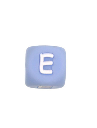 Perles Silicone Lettre Alphabet 12mm Bleu Clair