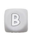 Perles Silicone Lettre Alphabet 12mm Gris