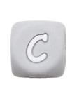 Perles Silicone Lettre Alphabet 12mm Gris