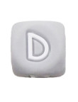 Perles Silicone Lettre Alphabet 12mm Gris