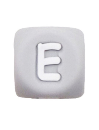 Perles Silicone Lettre Alphabet 12mm Gris