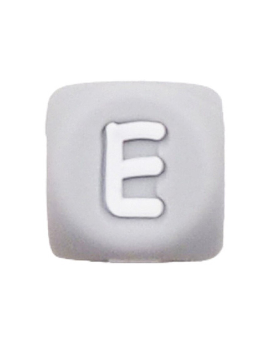 Perles Silicone Lettre Alphabet 12mm Gris