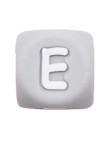 Perles Silicone Lettre Alphabet 12mm Gris
