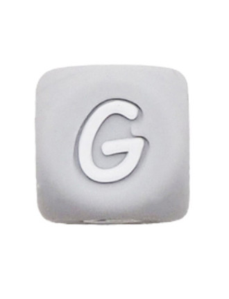 Perles Silicone Lettre Alphabet 12mm Gris